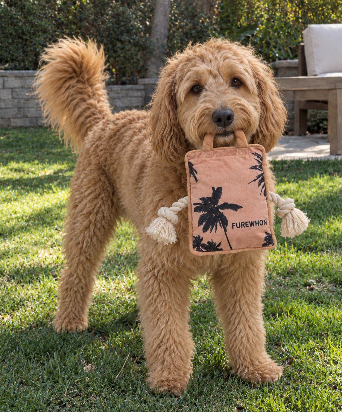 Furewhon Bag funny grocery bag parody plush dog toy with rope – photo 2
