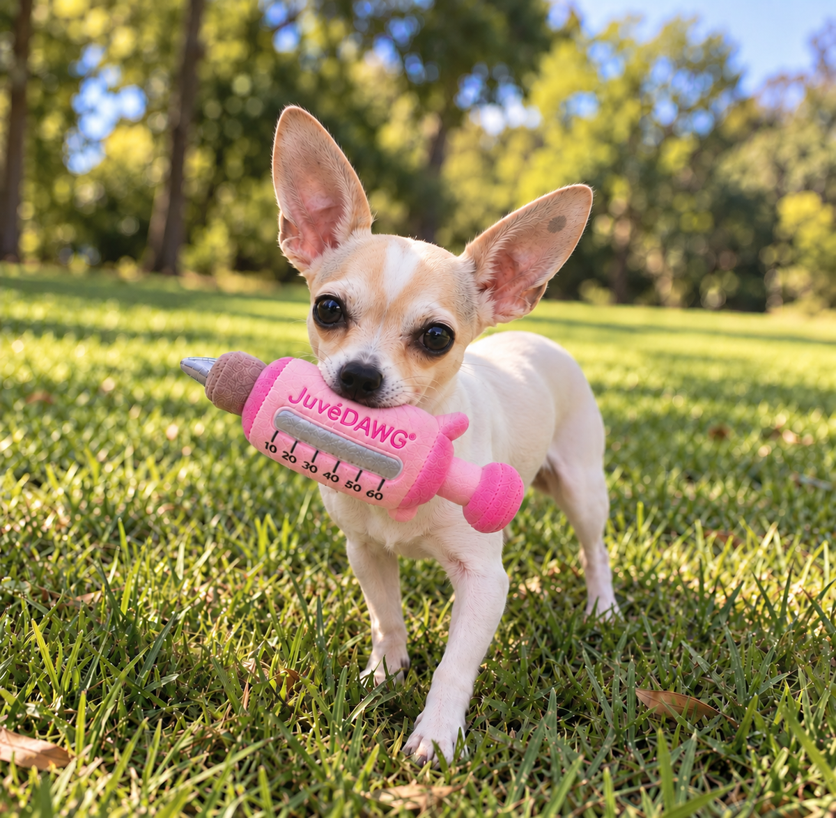 JuveDAWG funny lip filler parody squeaky plush dog toy – photo 2