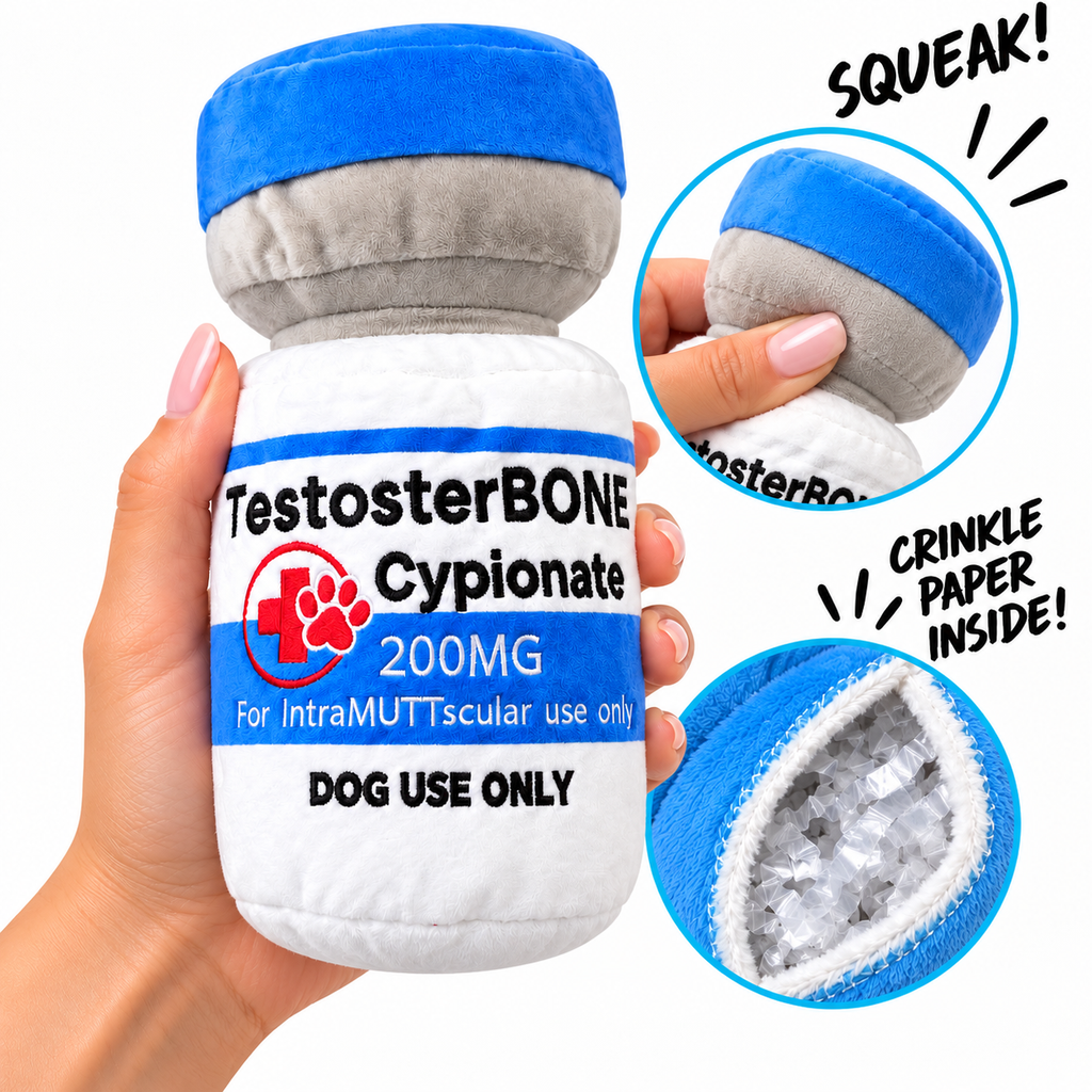 TestosterBONE funny testosterone parody squeaky plush dog toy – photo 5