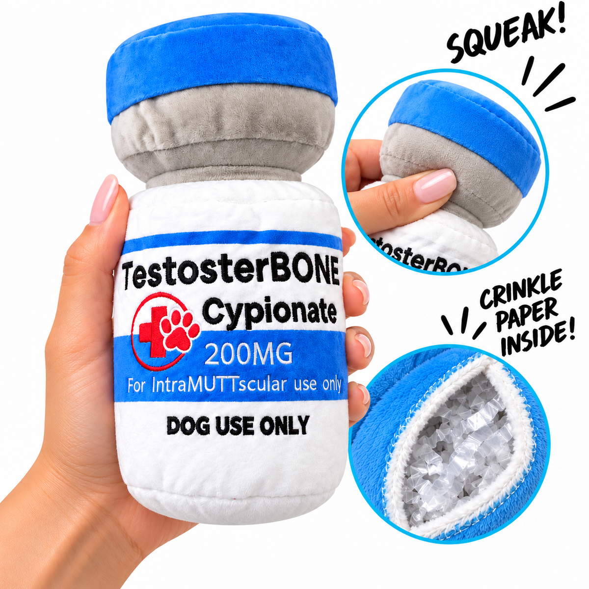 TestosterBONE funny testosterone parody squeaky plush dog toy – photo 5