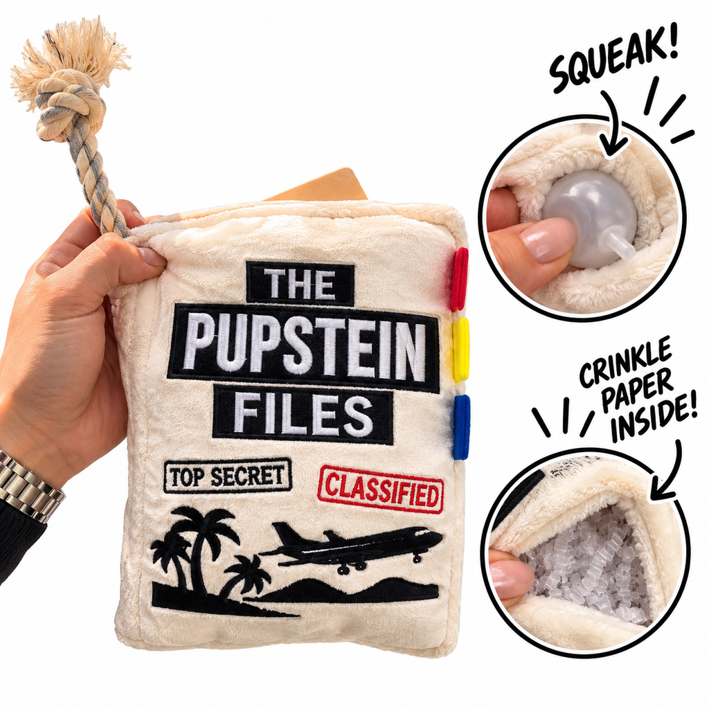 Pupstein Files funny case file parody plush dog toy with rope – photo 6
