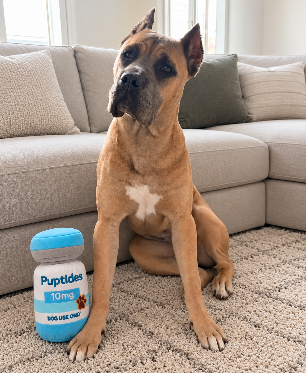Puptides funny peptide parody squeaky plush dog toy – photo 2