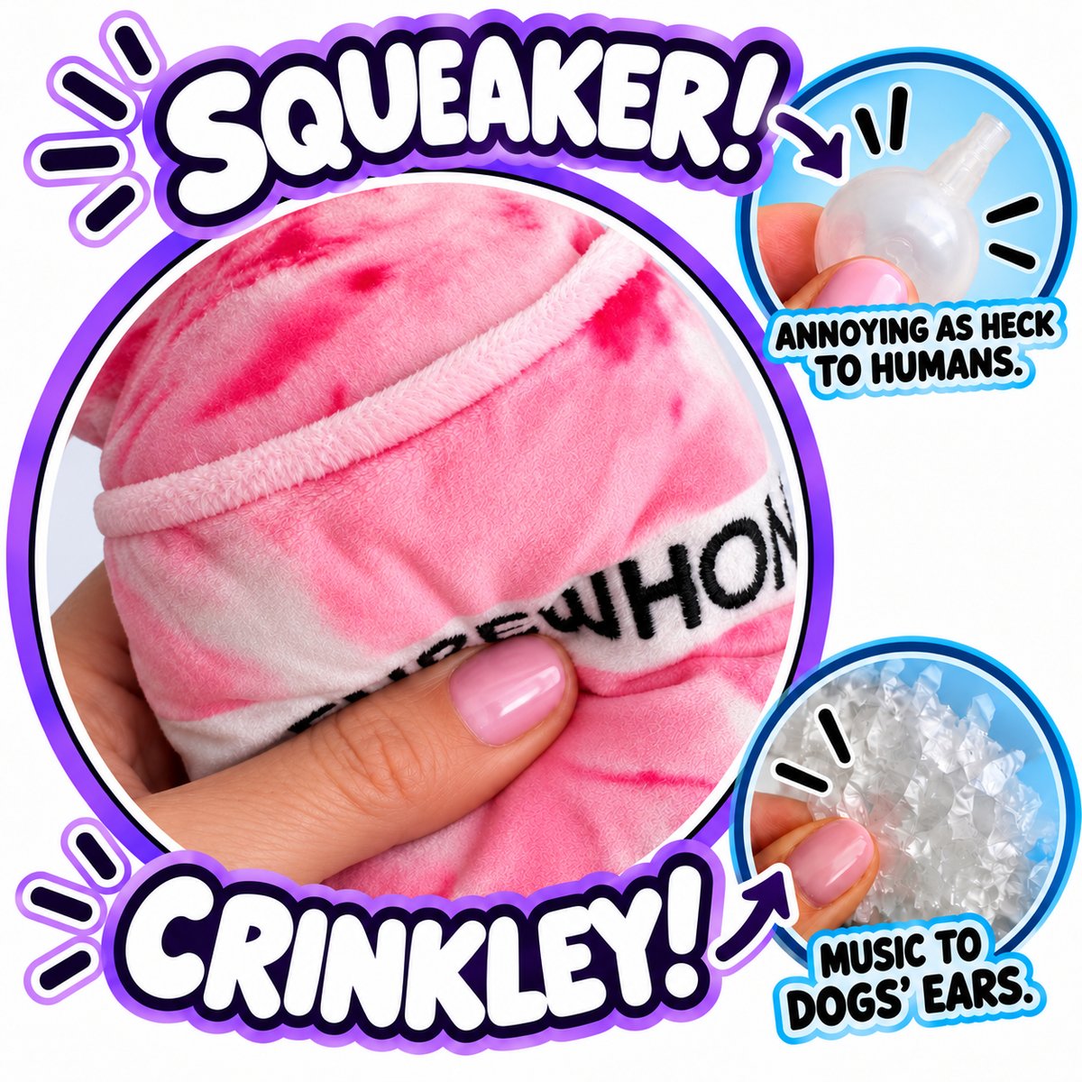 Furewhon Smoothie funny pink smoothie parody plush dog toy – photo 3