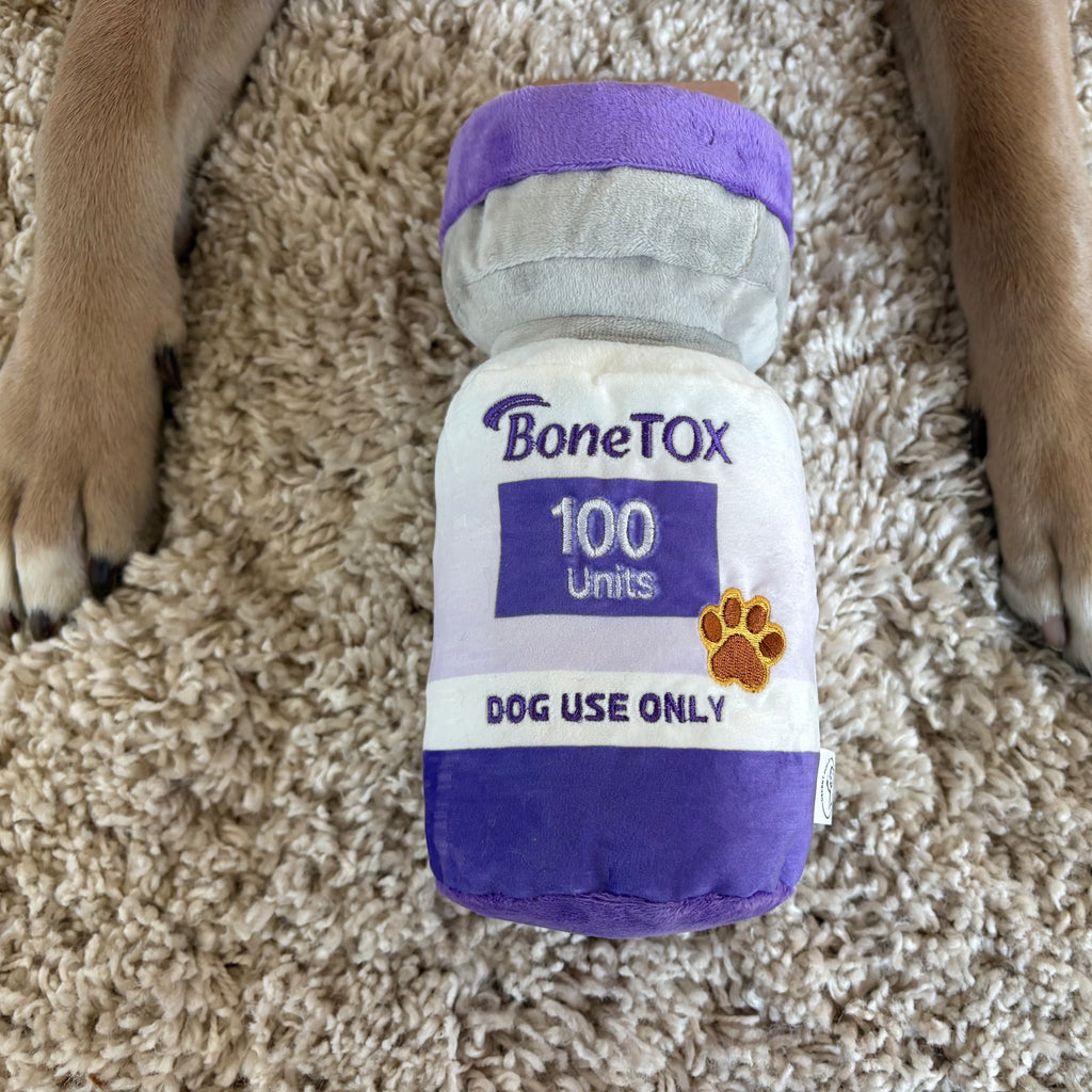 BoneTOX funny injectable parody squeaky plush dog toy – photo 4