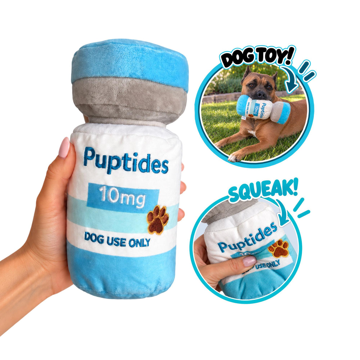 Puptides funny peptide parody squeaky plush dog toy – photo 5