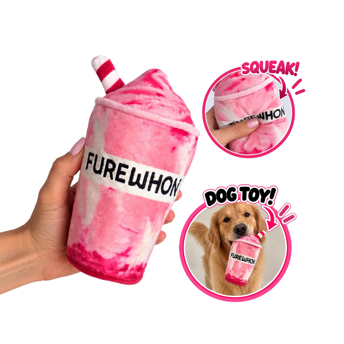 Furewhon Smoothie funny pink smoothie parody plush dog toy – photo 8