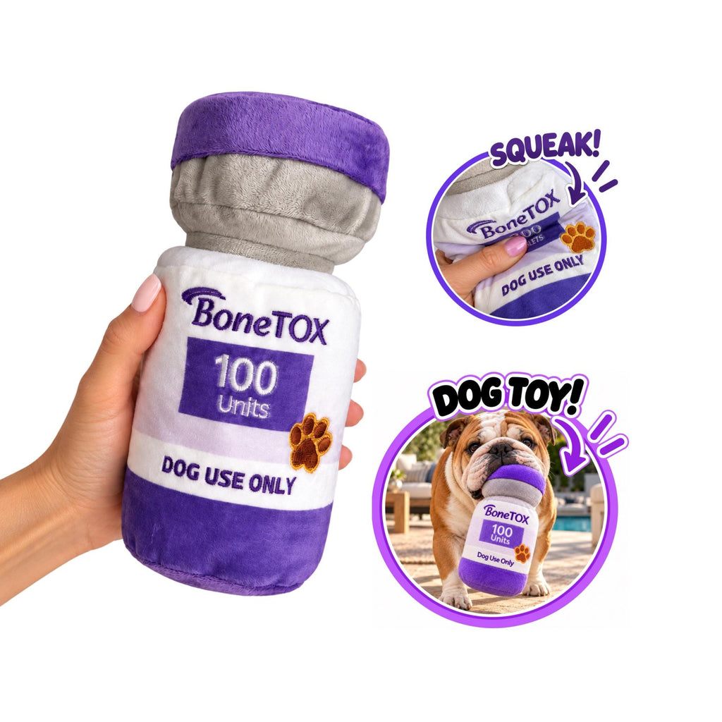 BoneTOX funny injectable parody squeaky plush dog toy – photo 7