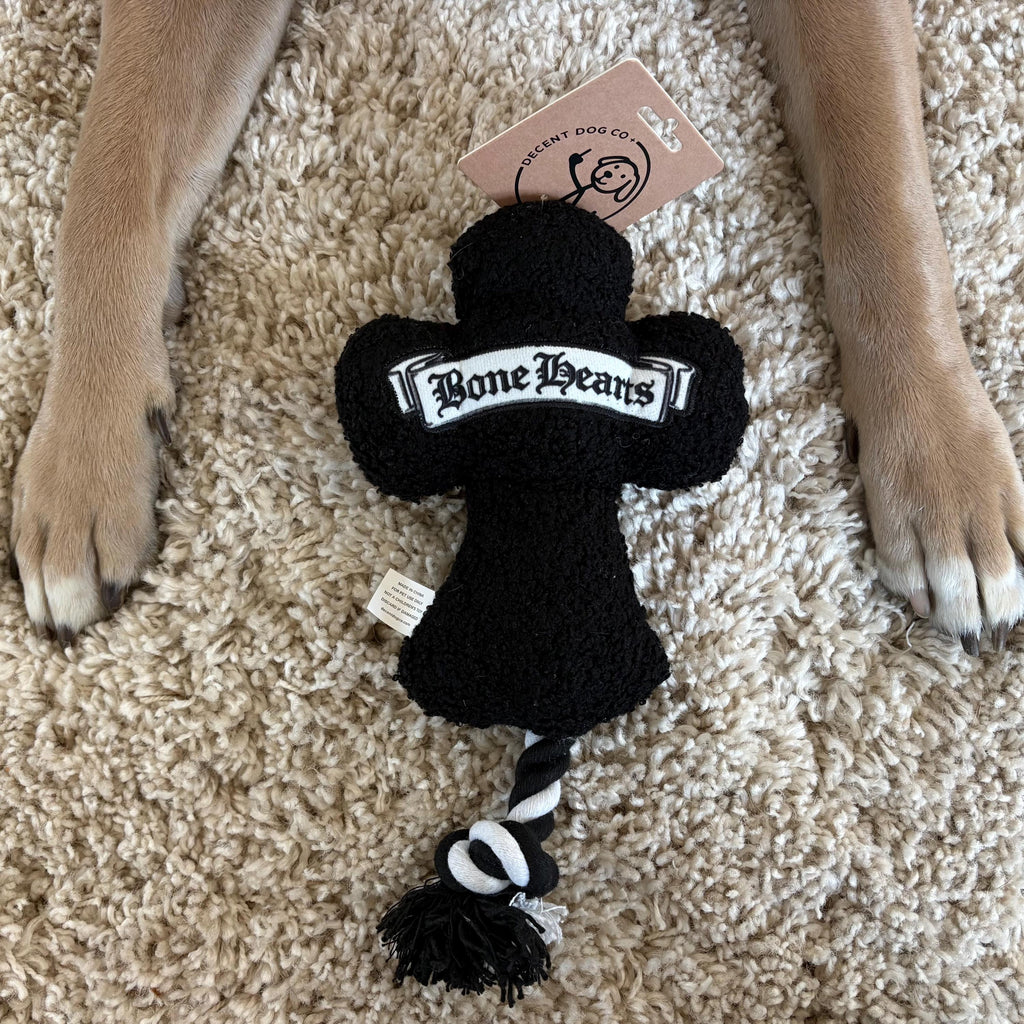 Bone Hearts funny luxury parody plush dog toy with knotted rope – photo 4