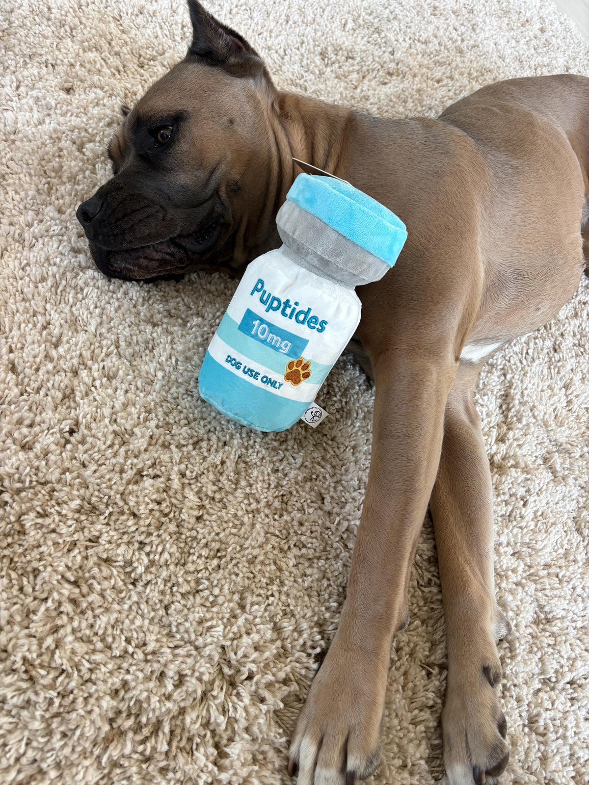 Puptides funny peptide parody squeaky plush dog toy – photo 6