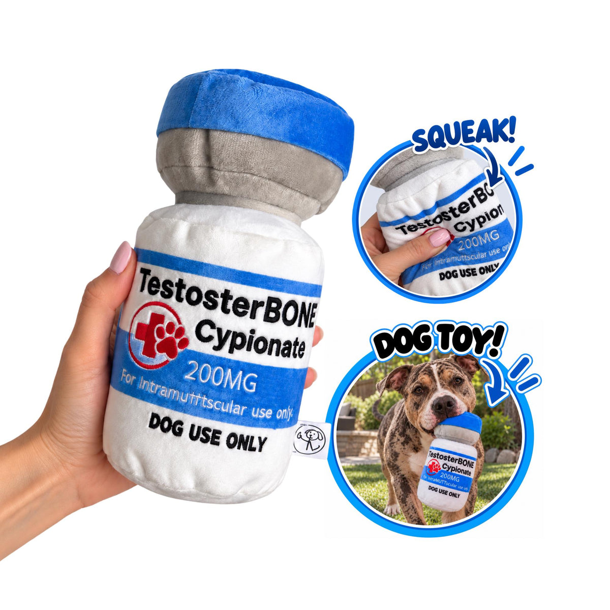 TestosterBONE funny testosterone parody squeaky plush dog toy – photo 6