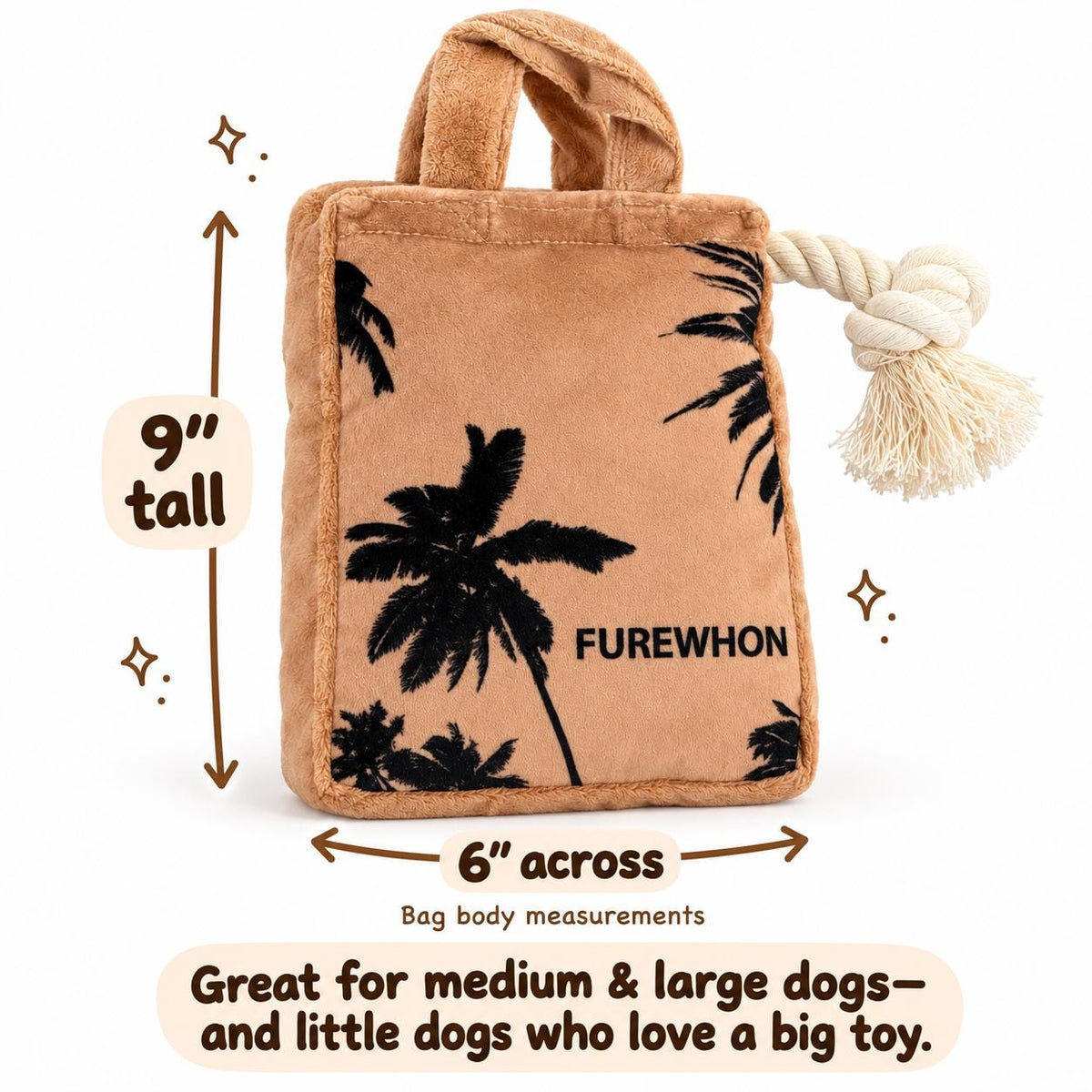 Furewhon Bag funny grocery bag parody plush dog toy with rope – photo 5