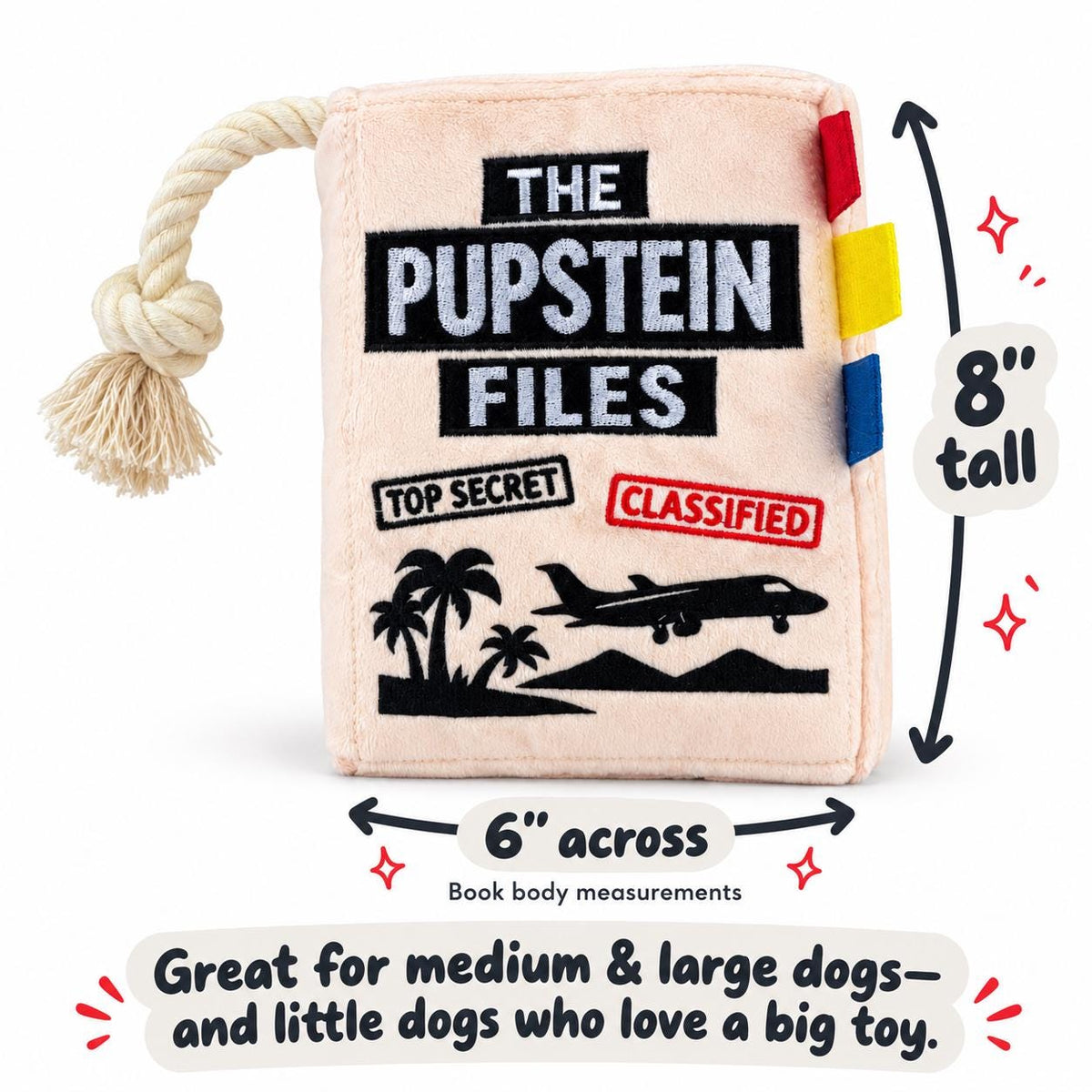 Pupstein Files funny case file parody plush dog toy with rope – photo 5