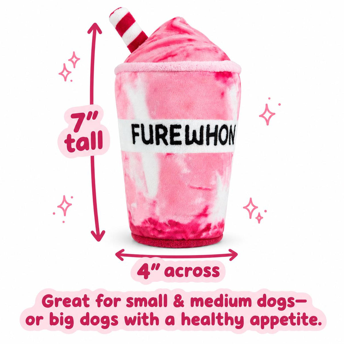 Furewhon Smoothie funny pink smoothie parody plush dog toy – photo 6